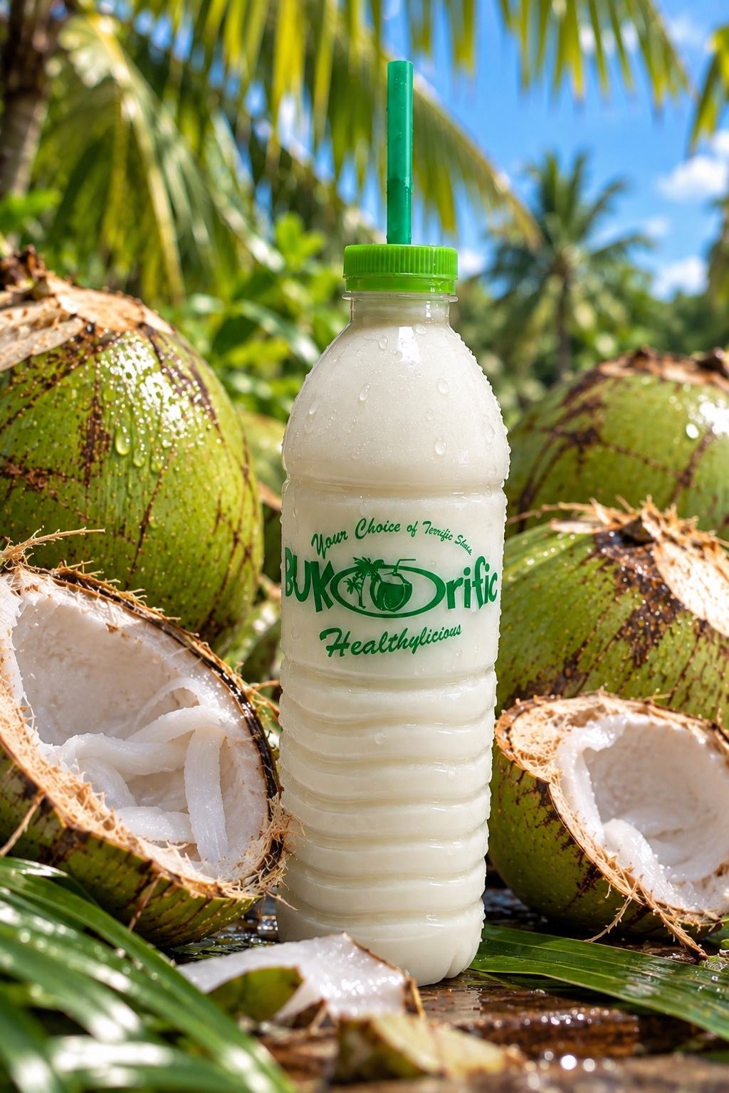Bukorific bottled buko drink with fresh coconut